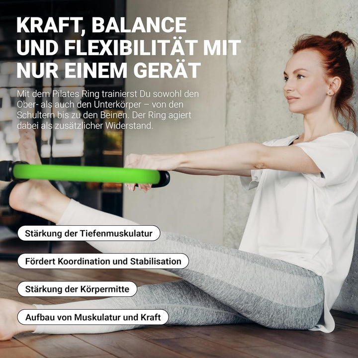 MSPORTS Pilates Ring Premium I Widerstandsring - Doppelgriff Pilates Yoga Ring 38 cm Übungskreis Grü