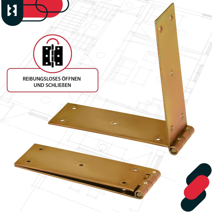 KOTARBAU® Kistenband 300 x 50 mm 10 St. Scharnier Gerollte Tischband Möbelscharnier Gelb Verzinkt To