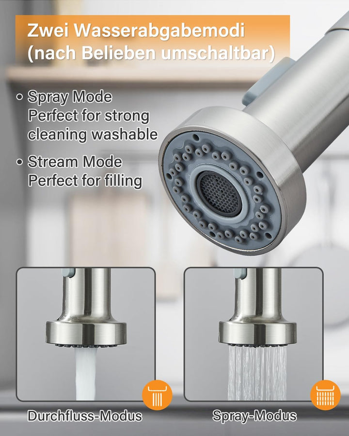 Hbronzeshower Wasserhahn Küche, Hochdruck Küchenarmatur mit Brause ausziehbar Armatur, 360° Schwenkb