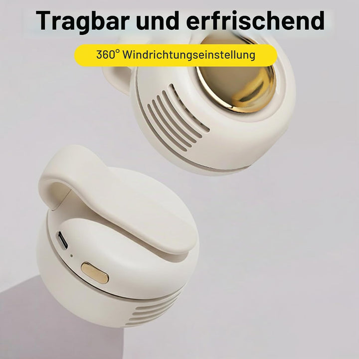 Foluu Mini-Ventilator mit Clip, 360 ° drehbar, tragbar, wiederaufladbarer USB-C-Hals- und Taillenven
