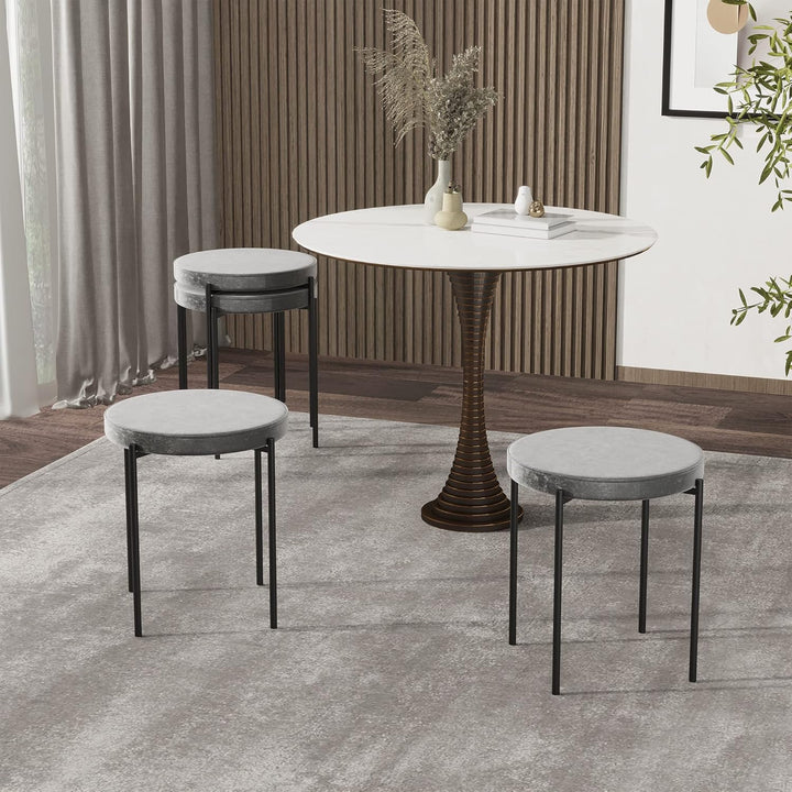 HOMCOM 4er-Set Esszimmerhocker Esszimmerstühle Küchenstuhl Thekenhocker mit gepolstertem Sitz Rundho