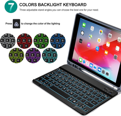 Schutzhülle mit spanischer Tastatur für iPad 10,2 Zoll, 9. Generation 2021/8th Gen 2020/7th Gen 2019