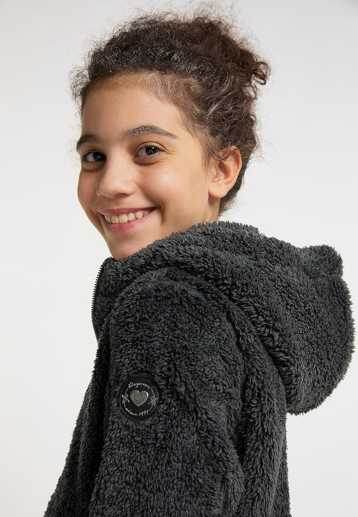 Ragwear Valentyna Mädchen Sweatjacke Sweatshirt mit Kapuze Plüsch Teddyfell Jacke Cardigan Strickjac