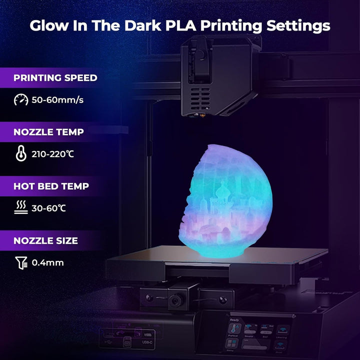AMOLEN PLA 3D Drucker Filament, Glow in the Dark Filament 1.75mm, Sauber Gewickeltes Filament, Kompa