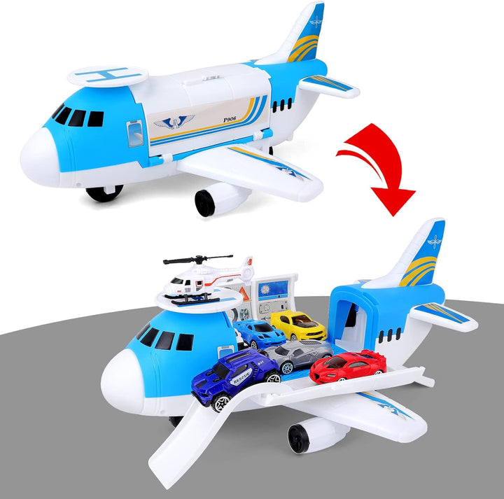 deAO Transport Flugzeug Spielzeug, 19Stck Transport Cargo Fluggeräte mit Auto Spielzeug Spiel Set un