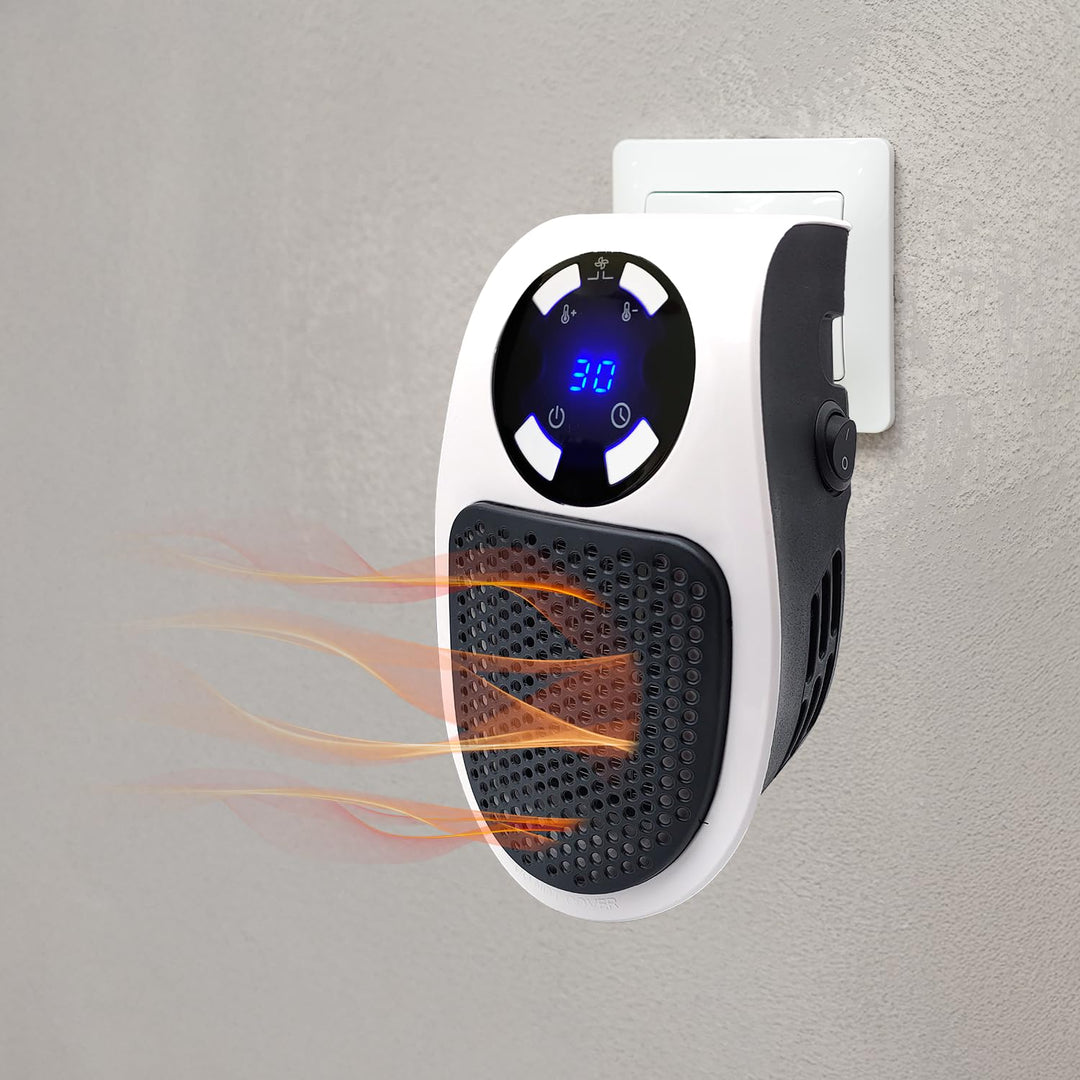 Elektrische Steckdosenheizung 500W Energiesparend, Geräuscharmer Thermoventilator mit Thermostat 15°