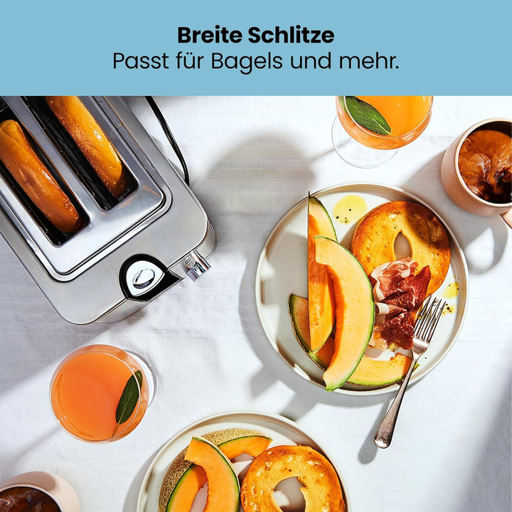 Chefman Edelstahl-Toaster für 2 Scheiben mit 7 Bräunungseinstellungen, extrabreiten Schlitzen für Ba
