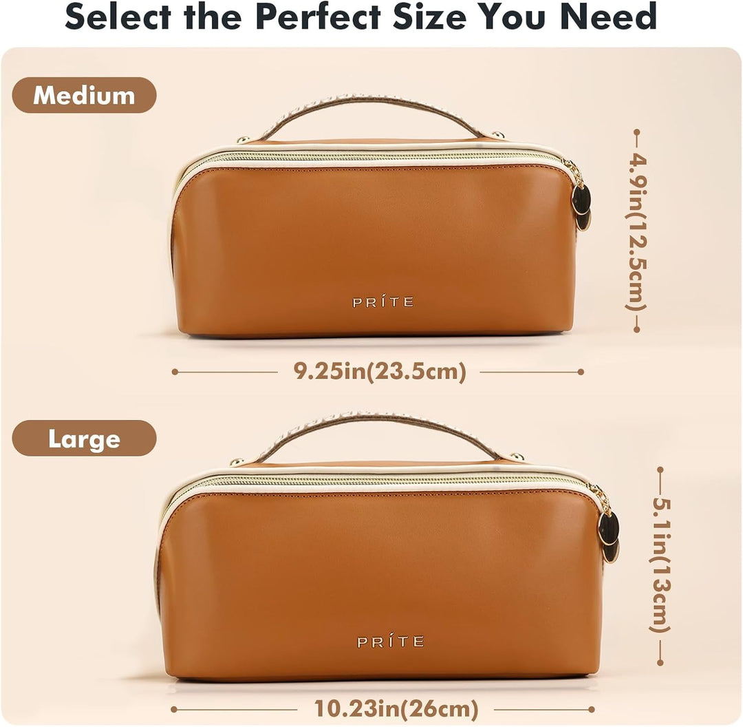 Prite Grosse Kapazität Kosmetiktasche Tragbare Reise Make Up Tasche wasserdichte PU-Leder Schminktas