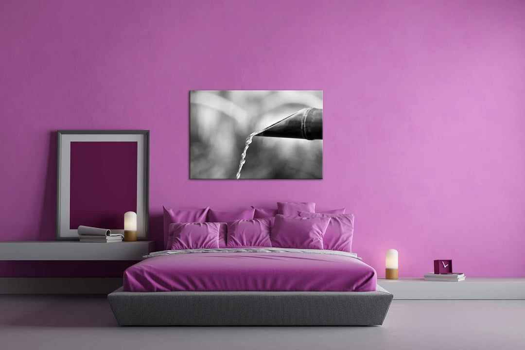deyoli japanisches Wasserrohr aus Bambus Effekt: Schwarz&Weiss,Format: 80x60 als Leinwandbild, Motiv