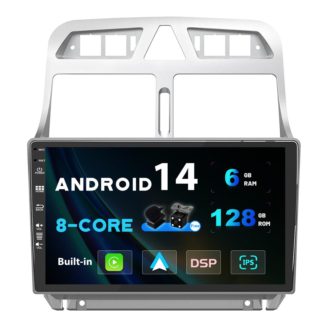 SXAUTO Android 12 - [6G+128G] - IPS Autoradio Passt für Peugeot 307 SW CC (2002-2013) - Eingebaut Wi