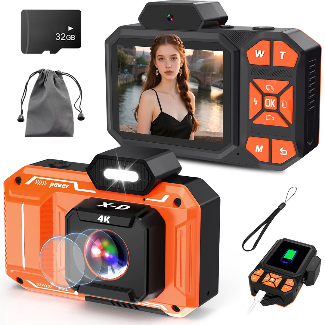 4K Digitalkamera, HD 48MP 18X Zoom Anti-Shake-Autofokus Kinderkamera mit 32G Karte, Point-and-Shoot-