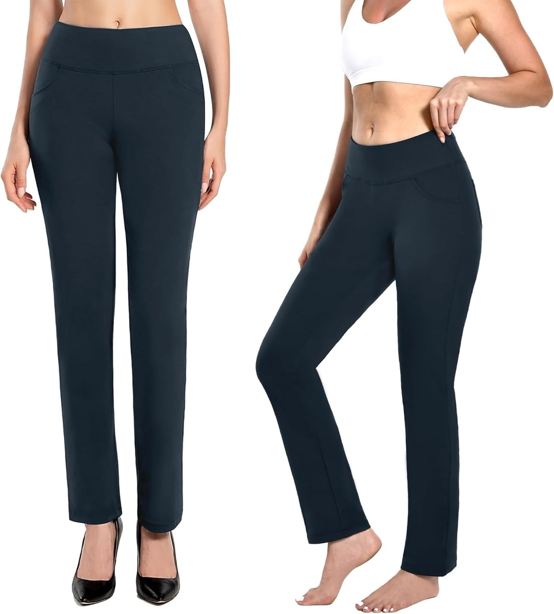 MOVE BEYOND Hose Damen HIgh Waist Mit Geradem Bein Stretch Hose Damen Für Yoga Business Sport Outdoo