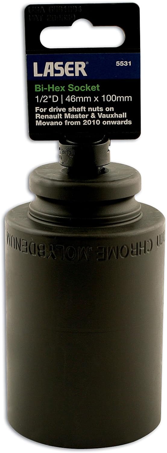 Laser 5531 Zwölfkant-Stecknuss, 46 x 100 mm, 1/2'' Einzelbett, Einzelbett