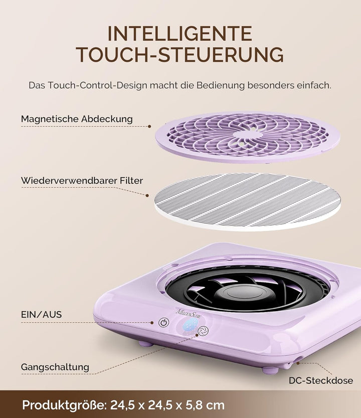 MelodySusie Professioneller Nagelstaubsauger 4500 U/MIN Starker Vakuum Ventilator Staubabsaugung für