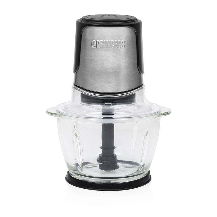 Princess Mini Zerkleinerer – 2 Edelstahlklingen, Glasbehälter 1 l, 300 W, 221051 1 Liter Fassungsver