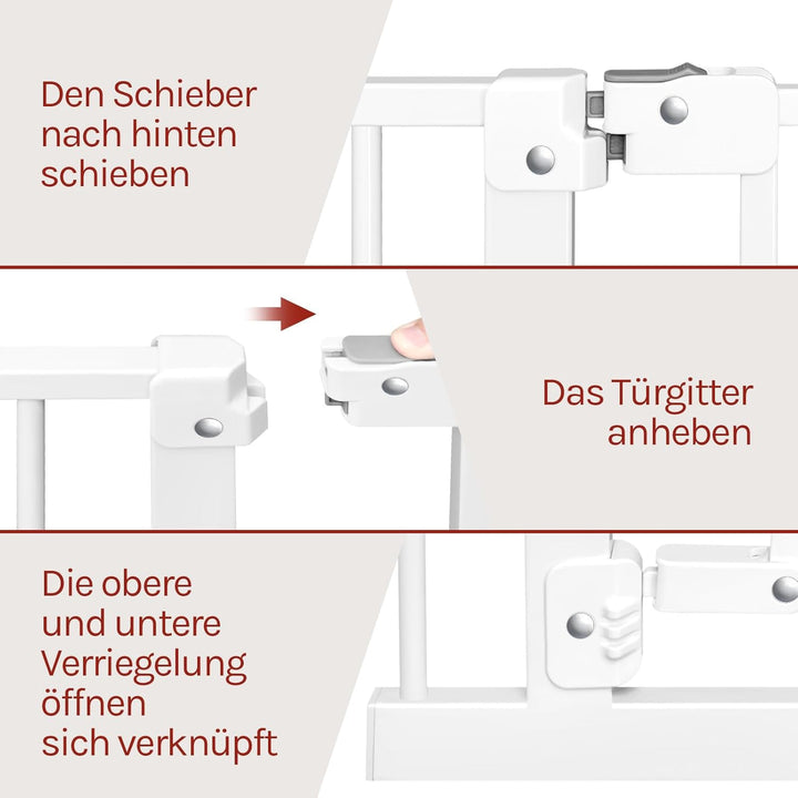 WOLTU Treppenschutzgitter, Türschutzgitter, Absperrgitter, inkl. 10 cm Verlängerung, 75-97 cm, mit/o