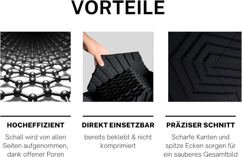 HEXAGON Schallabsorber WAND Akustikpaneele - Schallschutzmatte Sound Absorber - Akustikplatten - SCH