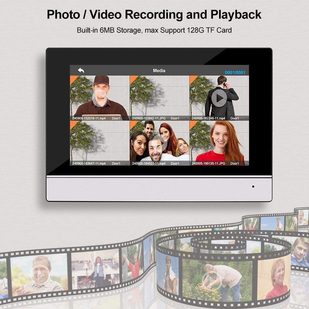 QTTYELOK WiFi Video Türtelefon Intercom-System 1080P HD-Videotürklingel Kamera mit 3PCS Verdrahtet 7