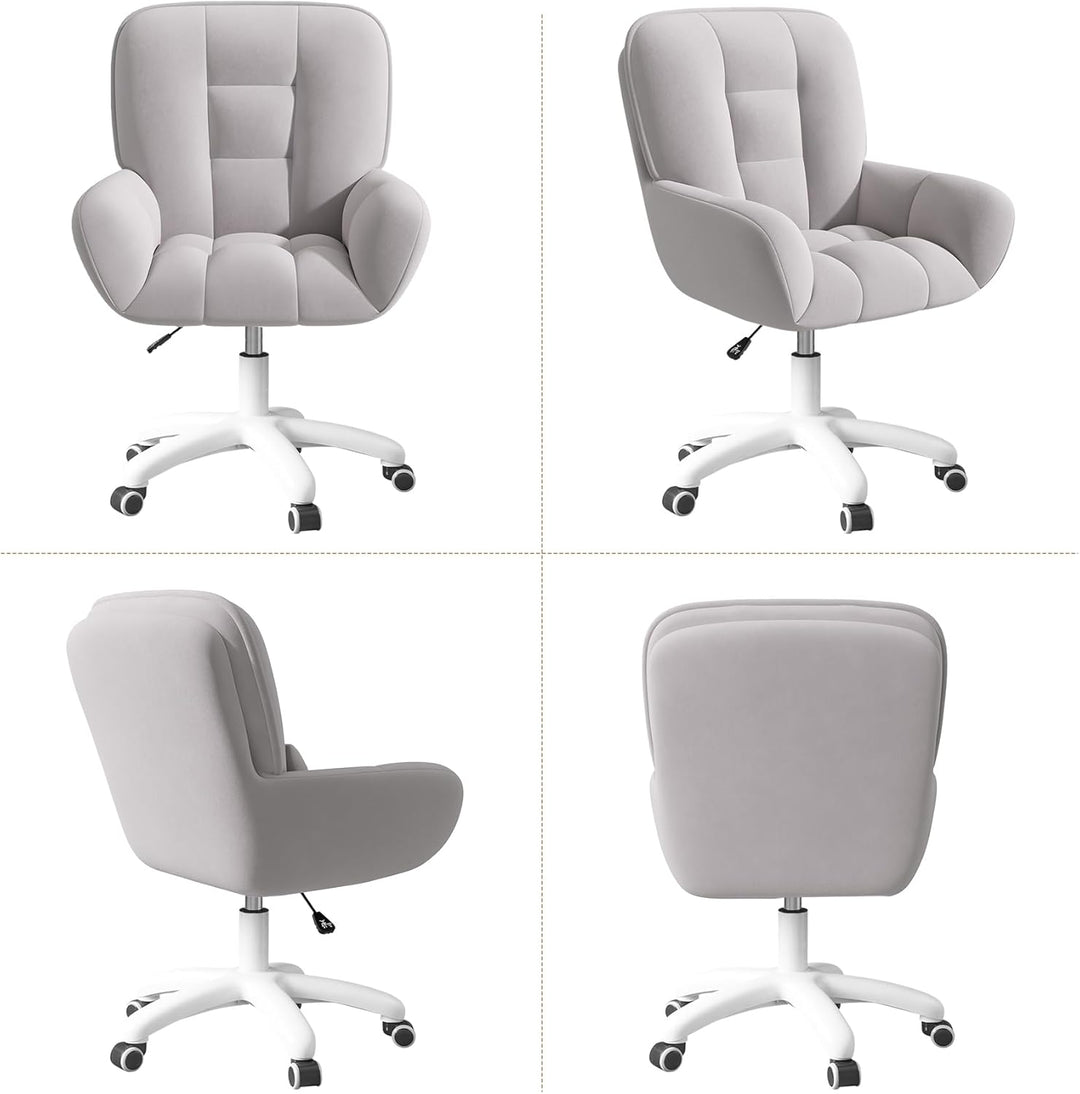 Homeoffice & Schminkstuhl 2-in-1 Ergonomischer Samt Drehstuhl 360°, Höhenverstellbar für Arbeitszimm