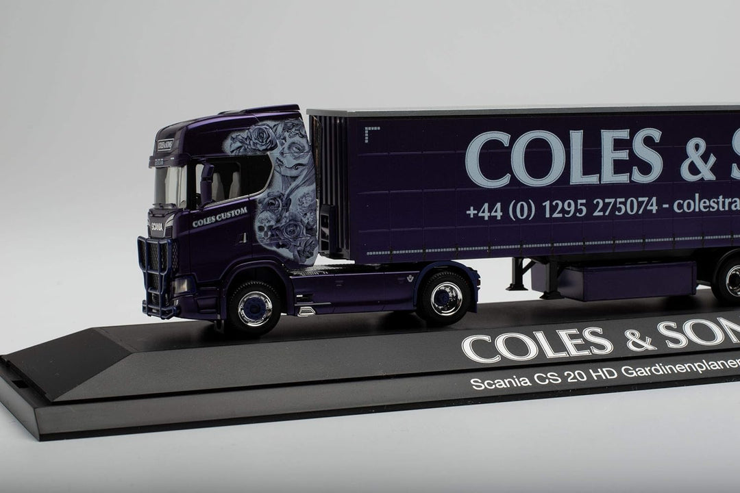herpa 122108 Scania CS 20 HD Gardinenplanen-Sattelzug Coles &amp; Sons in Miniatur zum Basteln Sammeln u