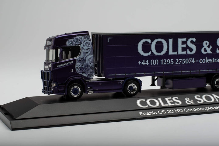 herpa 122108 Scania CS 20 HD Gardinenplanen-Sattelzug Coles &amp; Sons in Miniatur zum Basteln Sammeln u
