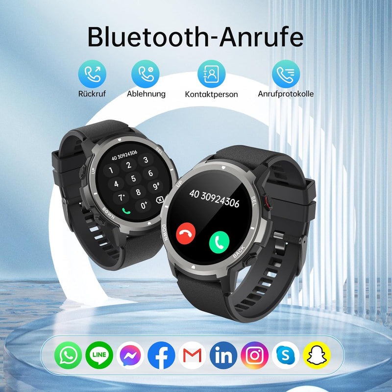 LLKBOHA Smartwatch Damen Herren mit Telefonfunktion-1,39 Zoll Touchscreen, IP68 Wasserdicht mit Herz