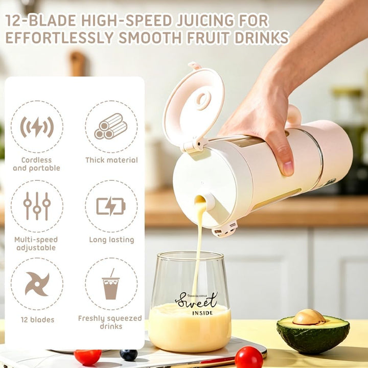 Tragbarer Mixer 700ml, Wiederaufladbar Mini Mixers with Digital Display, Mixer to Go for Milkshakes,