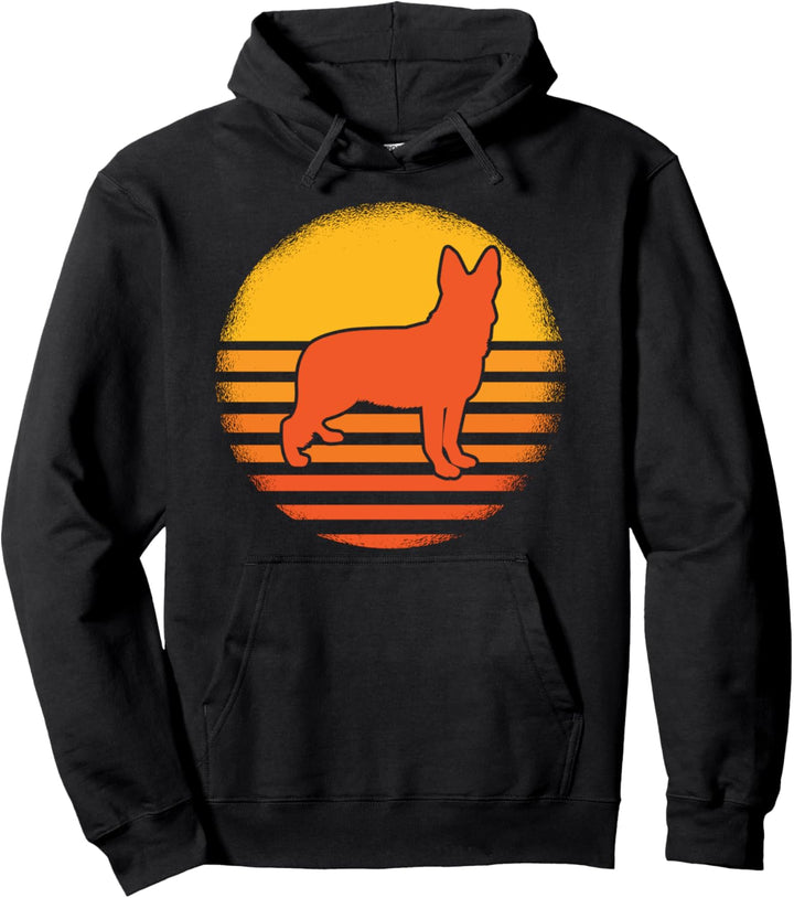 Retro Sunset Schäferhund Geschenk Deutscher Schäferhund Pullover Hoodie