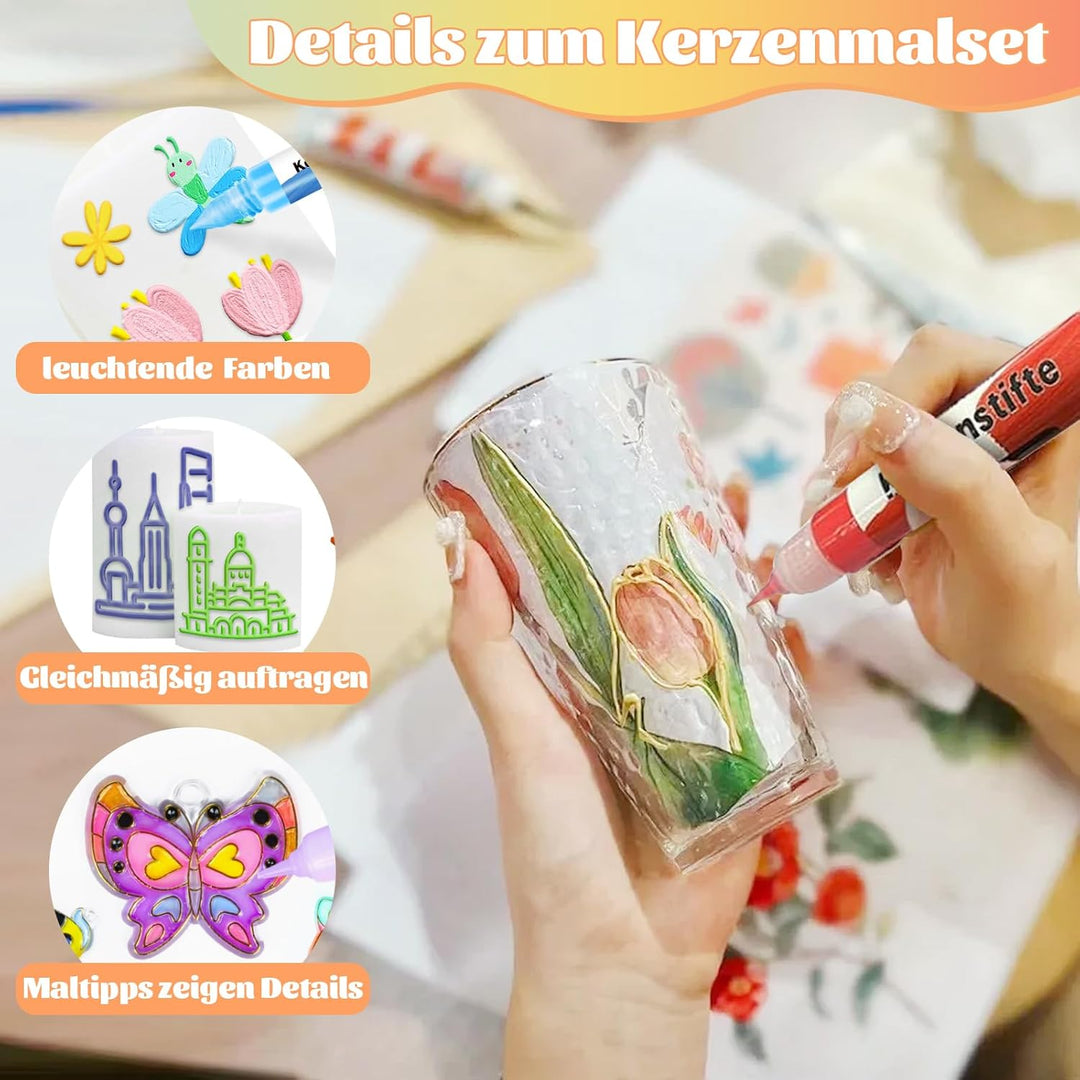 Wachsstifte für Kerzen 24 Stück Kerzen Bemalen Set Leuchtende Kerzenfarben Taufkerze Selber Machen S