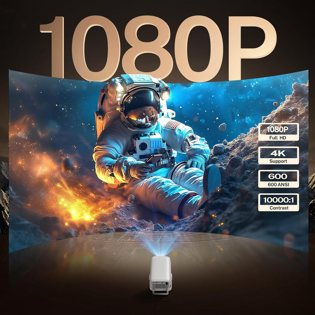 Smart Beamer Integrierte Apps Native 1080P 4K kompatibel 12000 Lumens, Autofokus Keystone Mini Proje