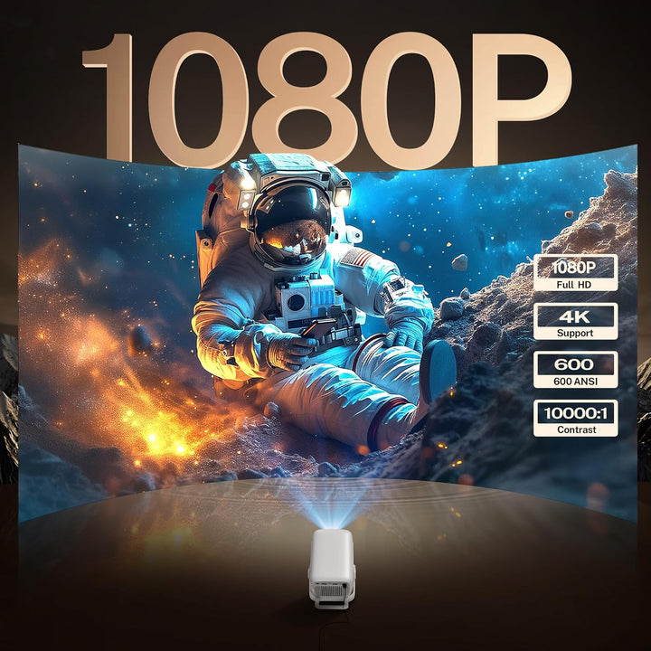 Smart Beamer Integrierte Apps Native 1080P 4K kompatibel 12000 Lumens, Autofokus Keystone Mini Proje