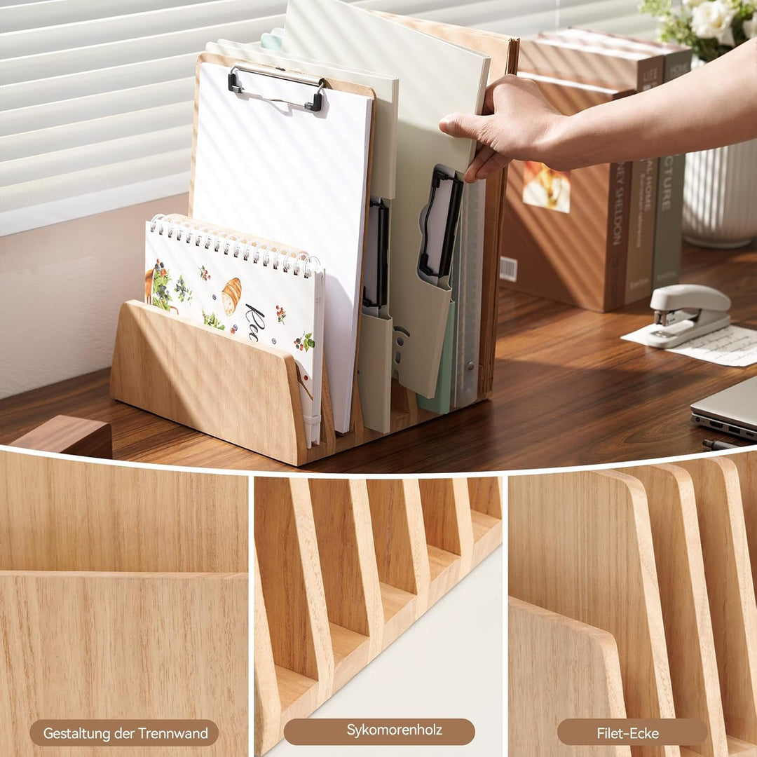 KIRIGEN hölzernen Schreibtisch Mail Organizer 7 Slots File Paper Holder Desktop Holz Dokument Letter