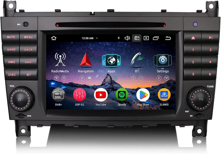 Erisin 7 Zoll 8-Kern 4GB+64GB Android 16 Autoradio mit CD Player für Mercedes C Klasse W203 CLC W203
