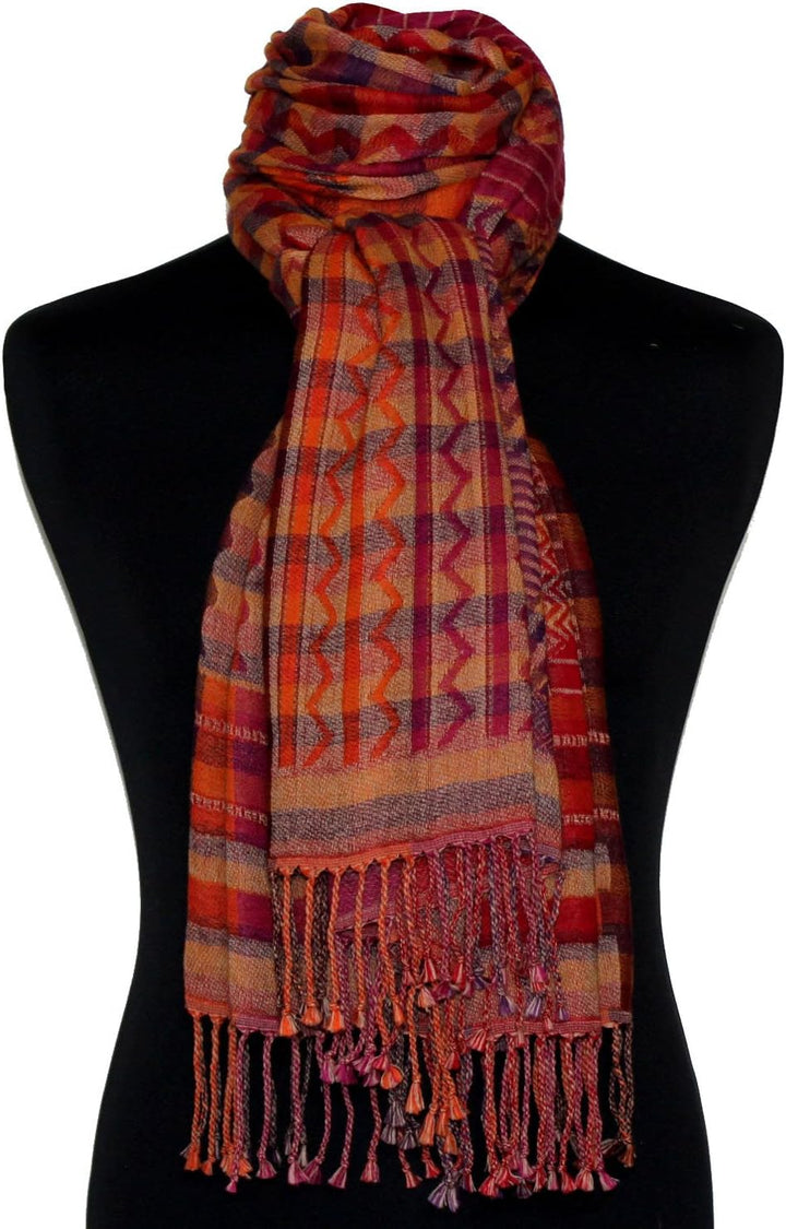 Lorenzo Cana Damenschal Pashmina Schaltuch aus 90% Baumwolle mit 10% Wolle Stola Damenschal Naturfas