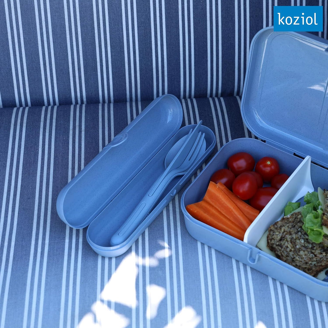 Koziol KLIKK READY Besteck-Set mit Etui, Besteckbox to go, Reisebesteck, Outdoor Besteck-Behälter fü