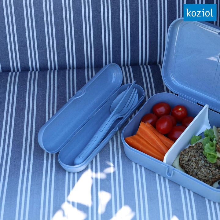 Koziol KLIKK READY Besteck-Set mit Etui, Besteckbox to go, Reisebesteck, Outdoor Besteck-Behälter fü
