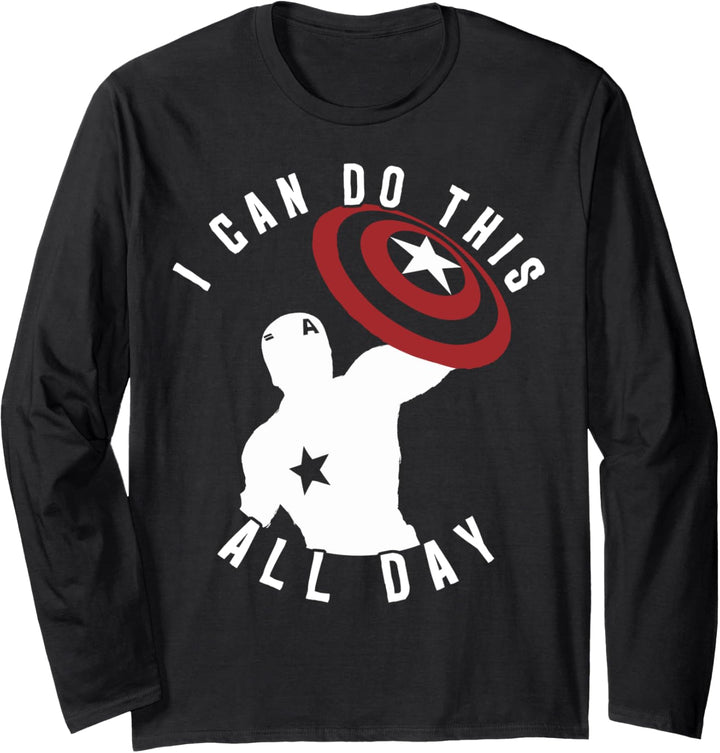 Marvel Captain America I Can Do This All Day Silhouette Langarmshirt