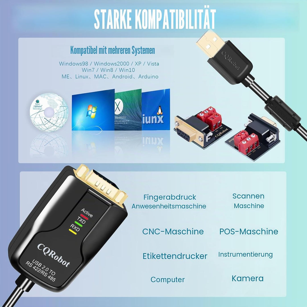 CQRobot 10,4 Fuss USB zu RS422 oder RS485 Serielle Konverter-Adapterkabel mit FTDI-FT232-Chip zum Wi