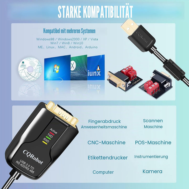 CQRobot 10,4 Fuss USB zu RS422 oder RS485 Serielle Konverter-Adapterkabel mit FTDI-FT232-Chip zum Wi