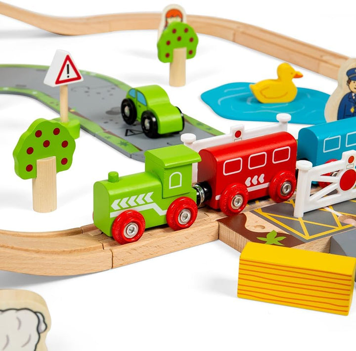 Bigjigs Rail Holzeisenbahn und Strassen Set