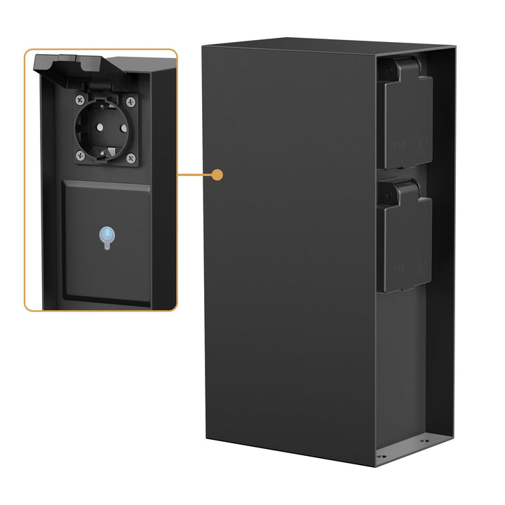 ledscom.de Garten Steckdosensäule POMI für aussen, IP44, Smart Home, WLAN, Alexa, 3-Fach, schwarz, e