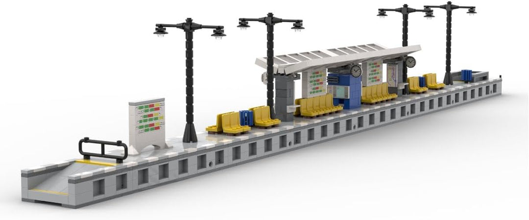 Modularer Bahnsteig aus 1047 Bausteinen kompatibel mit Lego | 106 cm lang – 8 Module flexibel kombin