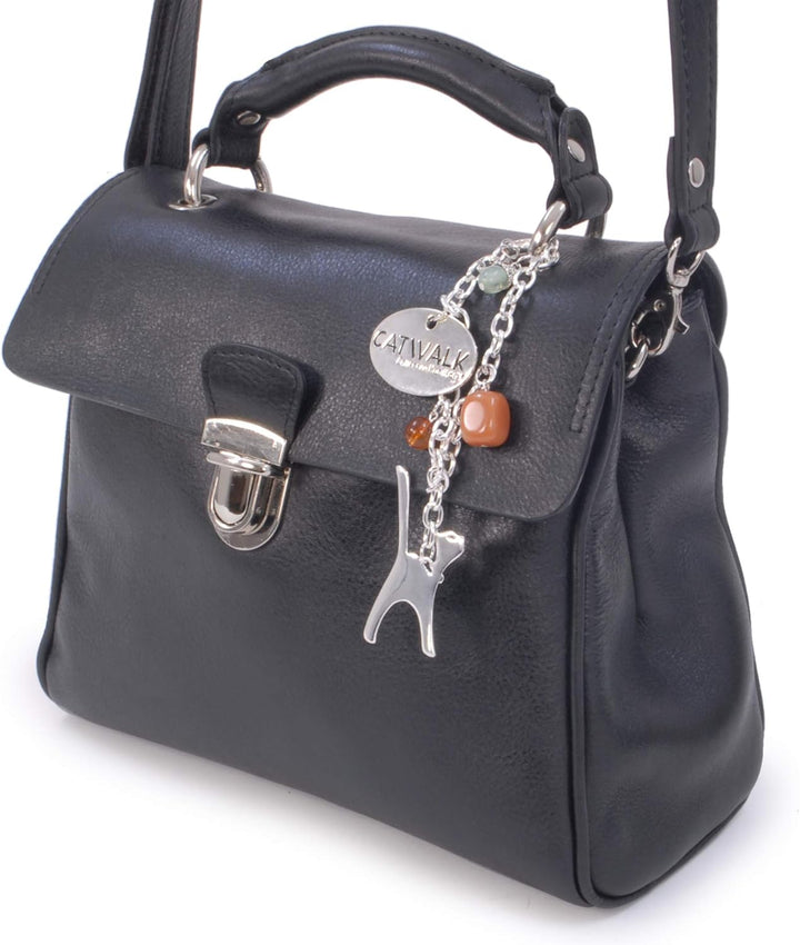 Catwalk Collection Handbags - Vintage Leder - Handtasche/Schultasche/Henkeltasche - Handtasche mit S