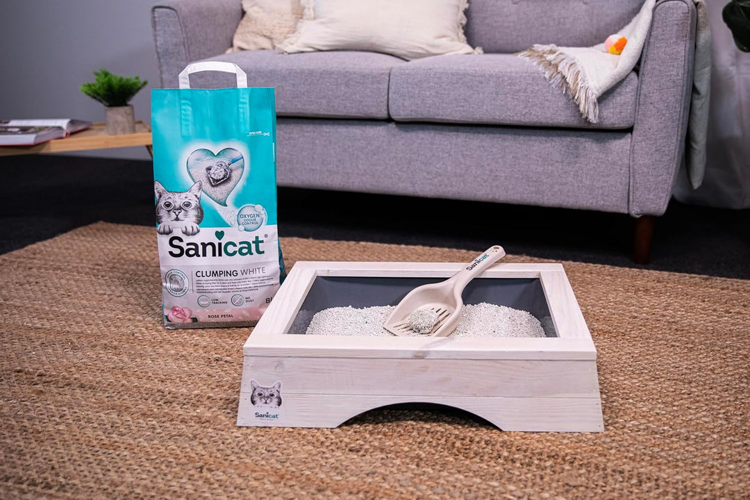 Sanicat – Weisse Klumpstreu – mit Duft von Rosenblättern | Hergestellt aus natürlichen Mineralien mi