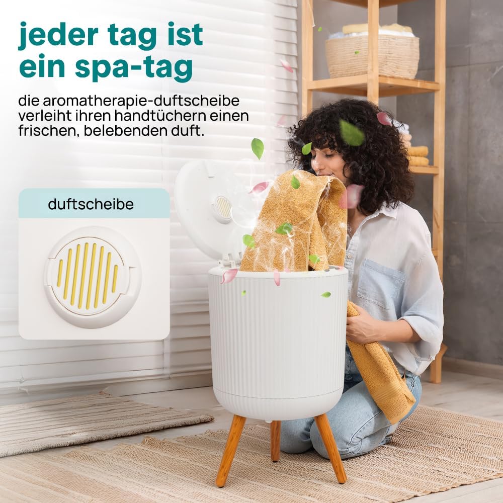 SereneLife Handtuchwärmer – 46,7 cm freistehender Wärmebehälter mit Beinen, 12L Kapazität, Timer, Ar