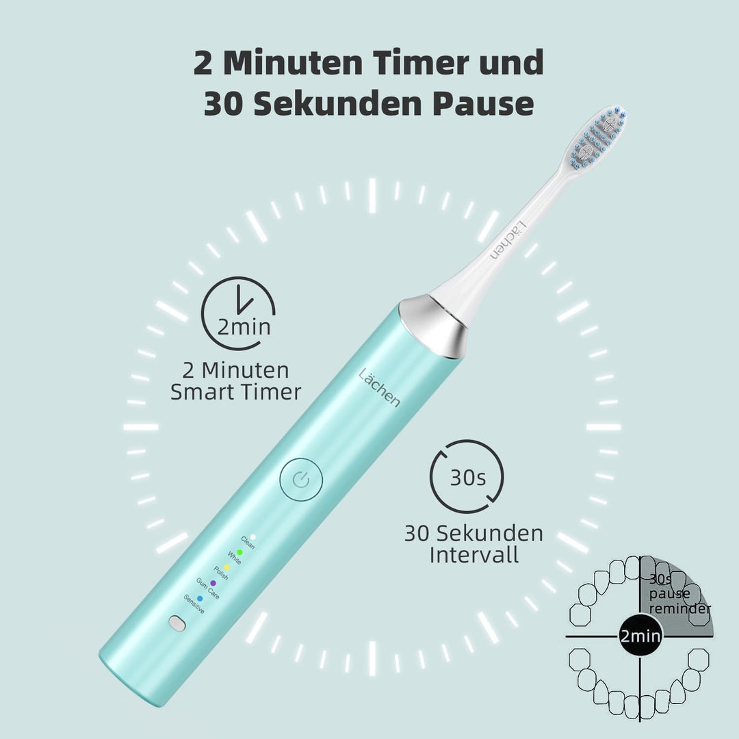 Lächen Elektrische Schallzahnbürste, 5 Modi Elektrische Schallzahnbürste mit Reise-Etui 4 Aufsteckbü