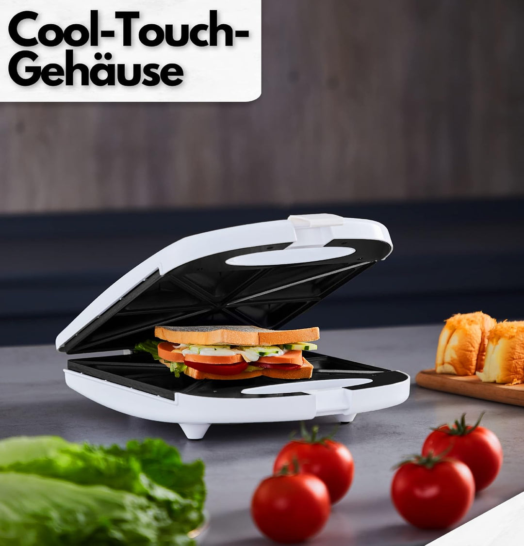 4er Sandwichmaker | 1200 Watt | 8 Sandwichecken | Cool-Touch-Gehäuse | Antihaftbeschichtung | Sandwi