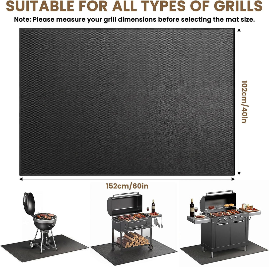 Grillmatte Bodenschutz, 102x152cm Feuerfeste Unterlage 3 Schicht Feuerschutzmatte Bodenschutzmatte,