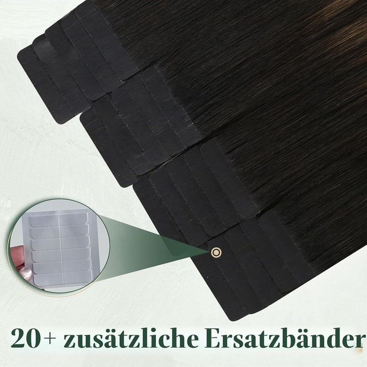 Ugeat Tape Extensions Echthaar Braun Balayage Kurz 30 cm Remy Echthaar Tape Extensions Mittelbraun O