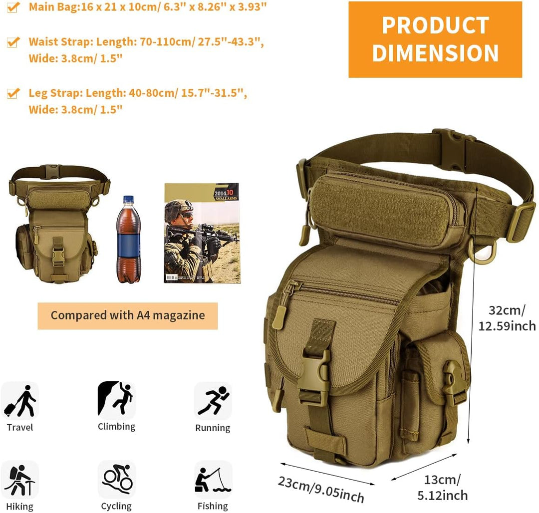 Huntvp Taktisch Beintasche Militär Beinbeutel MOLLE Hüfttasche Sport Tactical Leg Bag Armee Beintasc